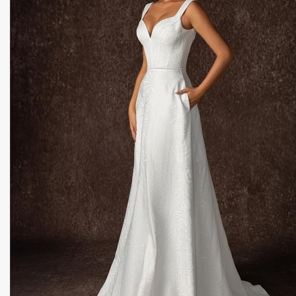 Dresses | Elegant White Sleeveless Wedding Dress | Poshmark